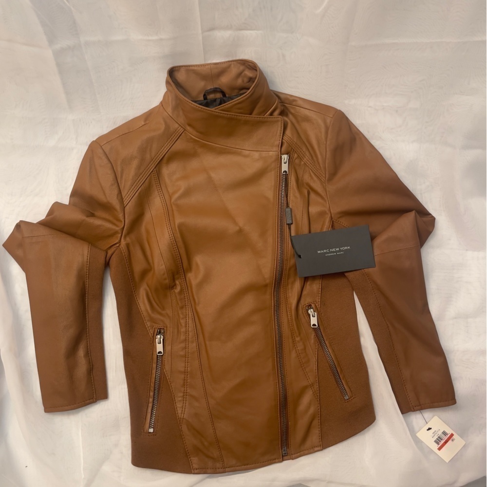 MARC New York by Andrew Marc Felix Leather Jacket size XS color whiskey/brown - Picture 12 of 15